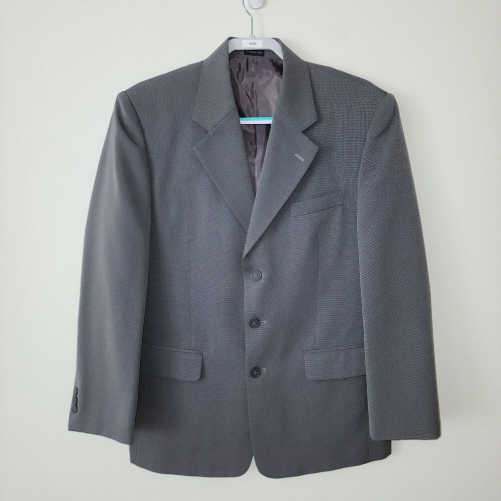 Zannini Italy Mens Single-Breasted 3-Button Blazer Jacket Gray Size 40 *RUNS BIG